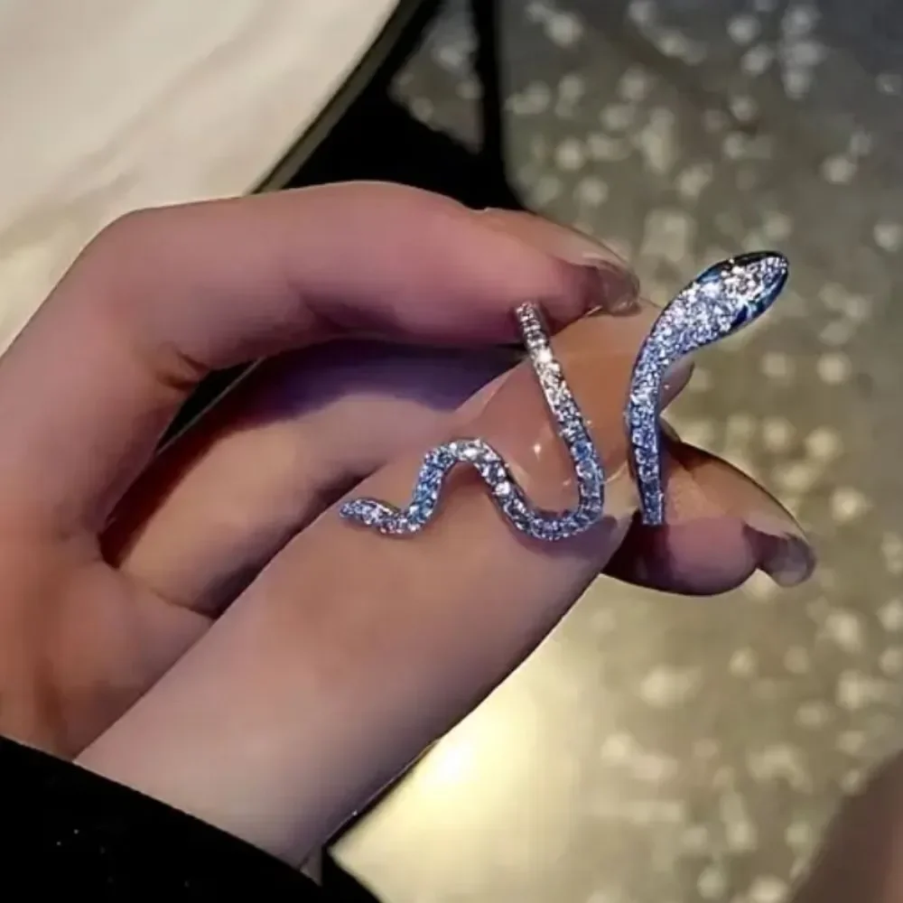 Ladies Elegant Silver Snake Ring